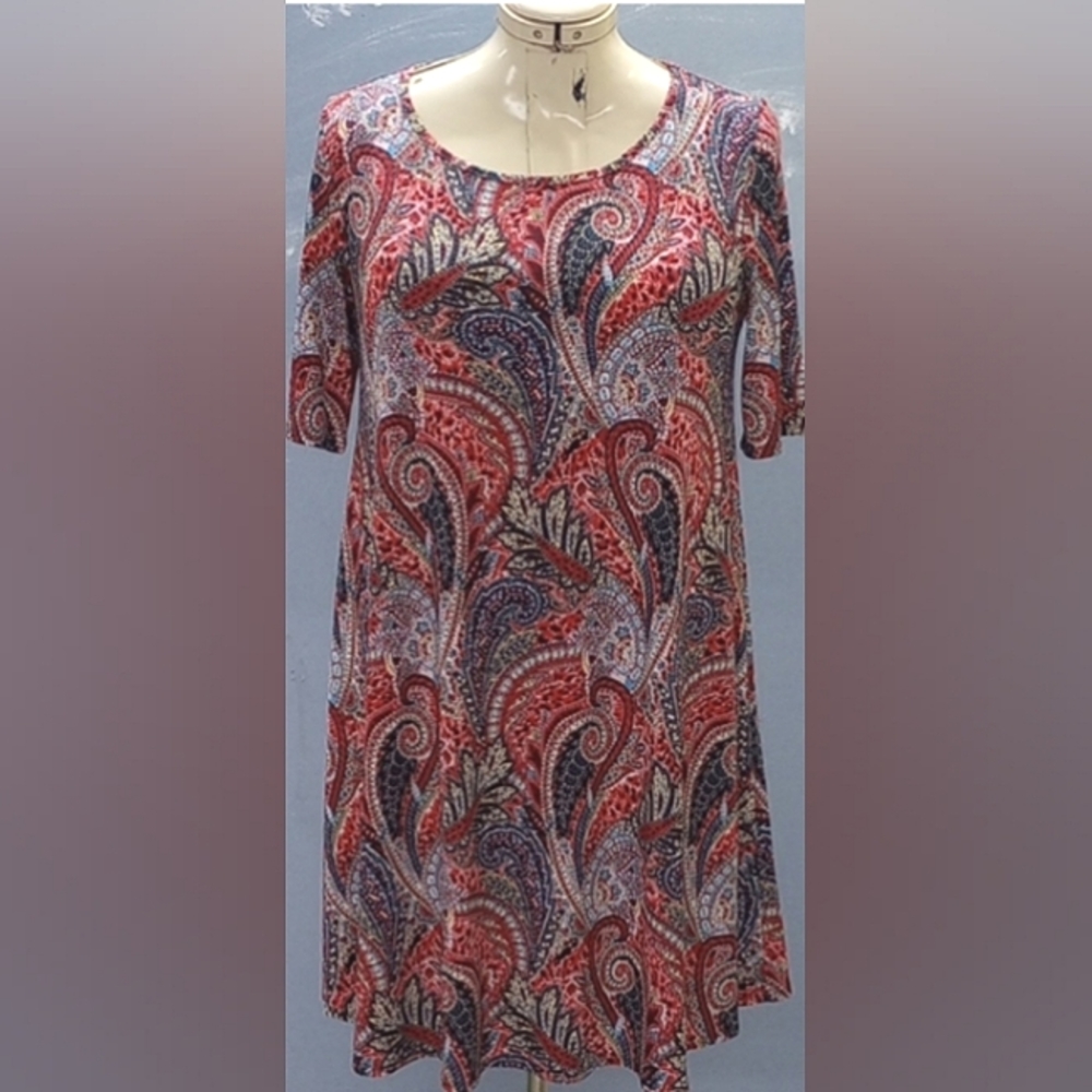 SJS DARLING PAISLEY PRINT DRESS, XL, EXC CONDITION, NWOT